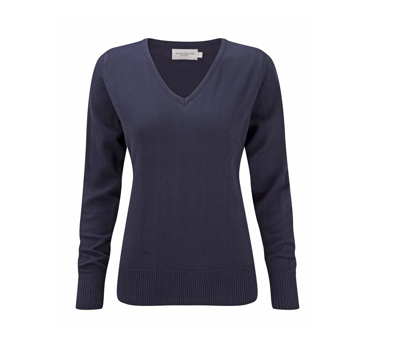 LADIES' V-NECK KNITTED PULLOVER coloris Bleu marine