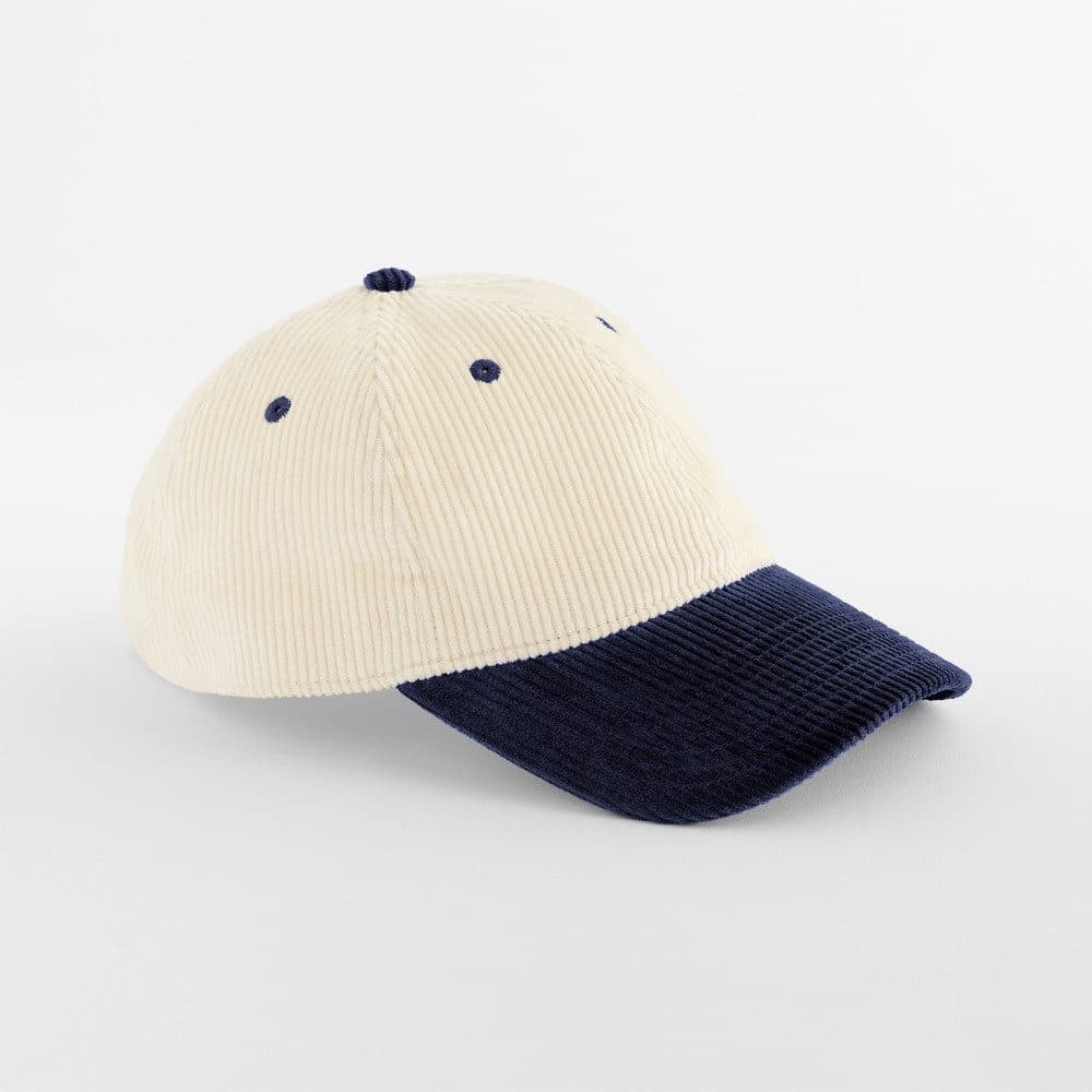 CONTRAST PEAK CORDUROY CAP coloris Naturel / Marine