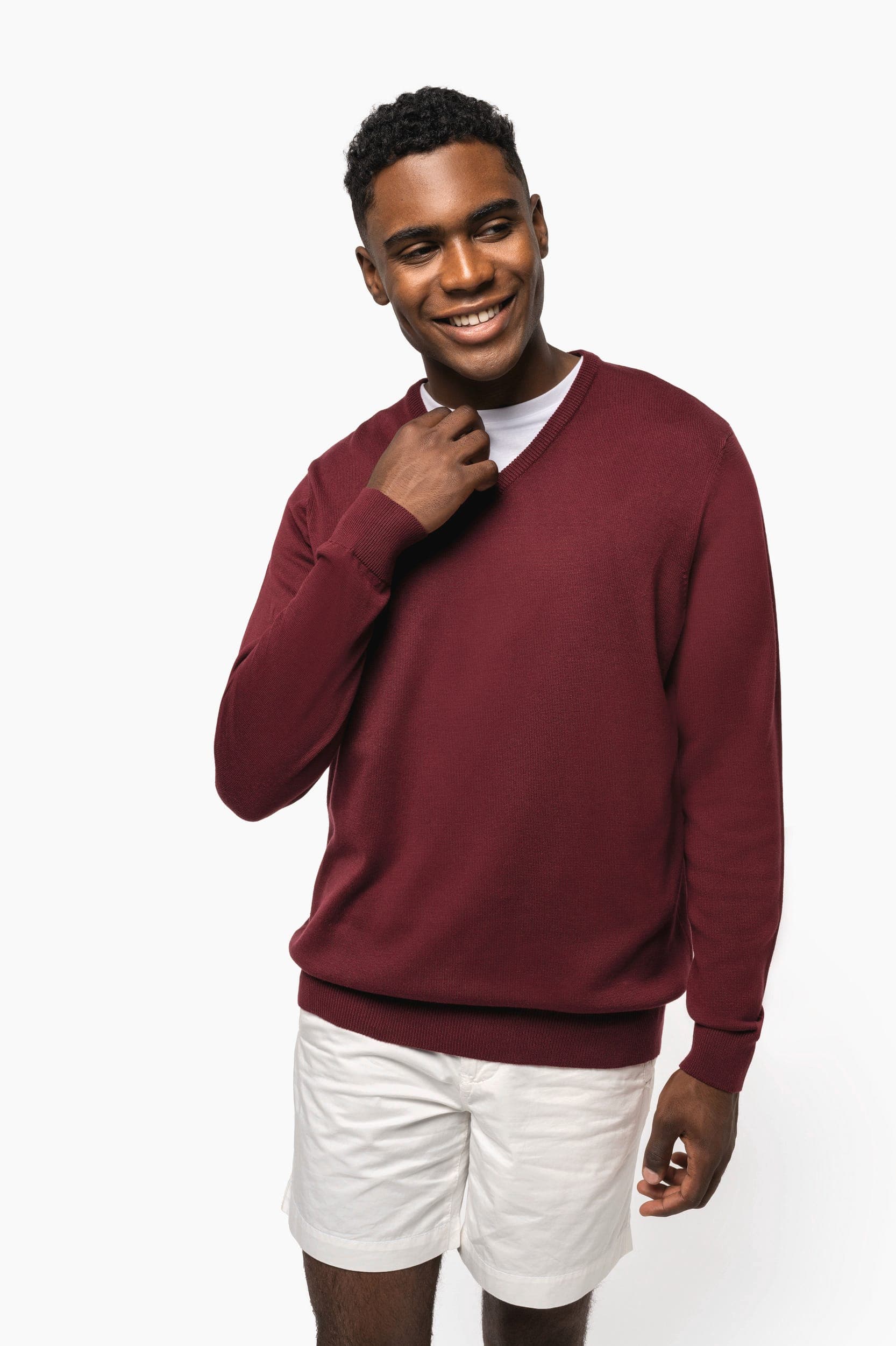 Pull col V homme