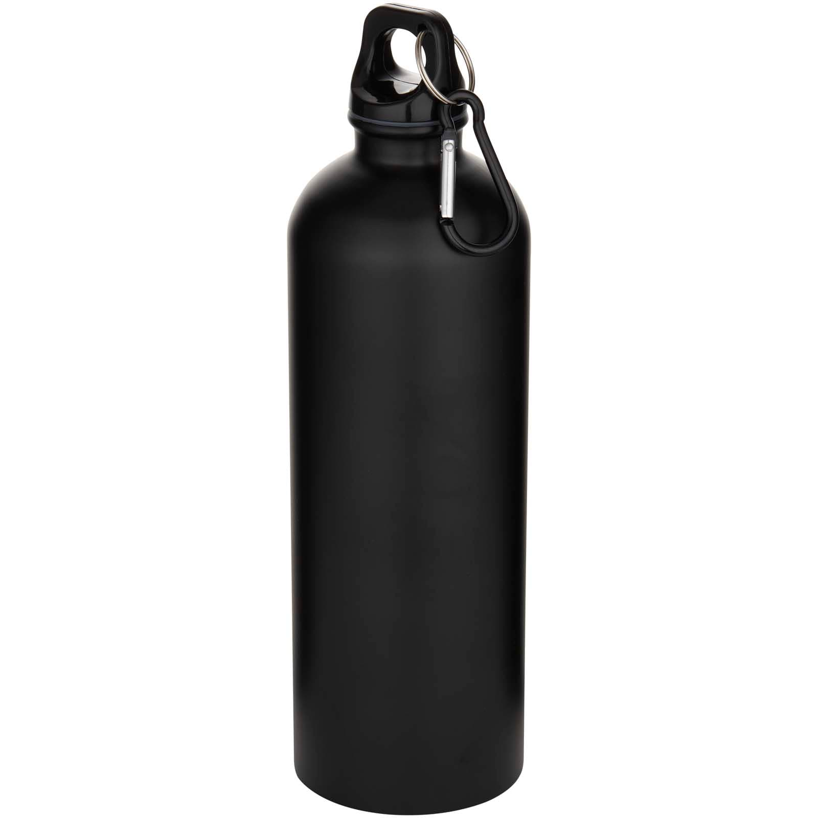 Bouteille d’eau Oregon de 750 ml en acier inoxydable à simple paroi certifiée RCS, recyclé mat avec mousqueton coloris Noir