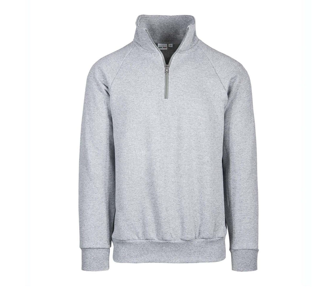 SWEAT ZIP NECK coloris Gris cendré