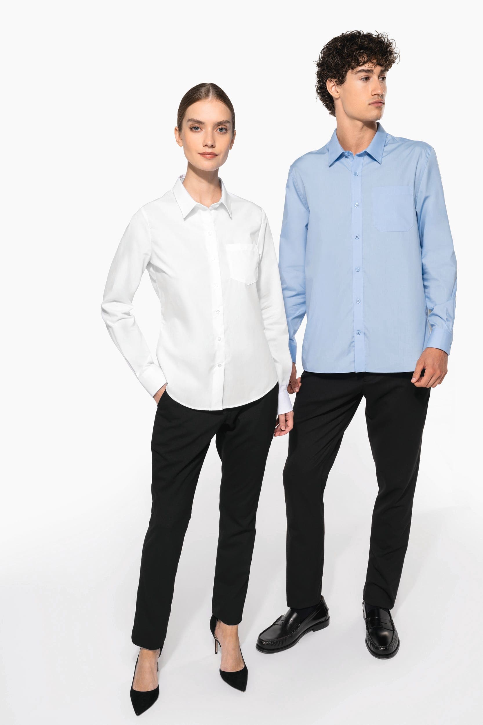 Chemise popeline manches longues femme en situation