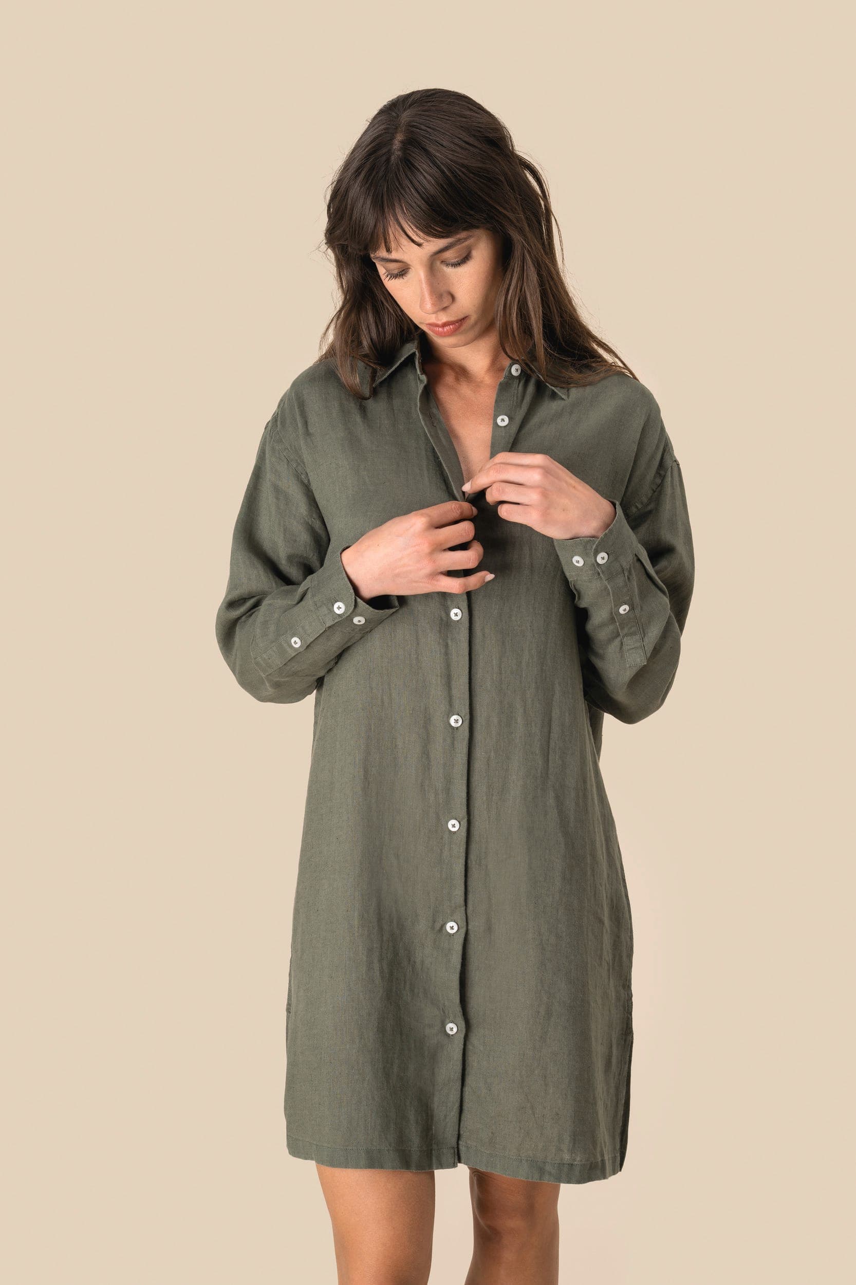 Robe chemise en lin femme
