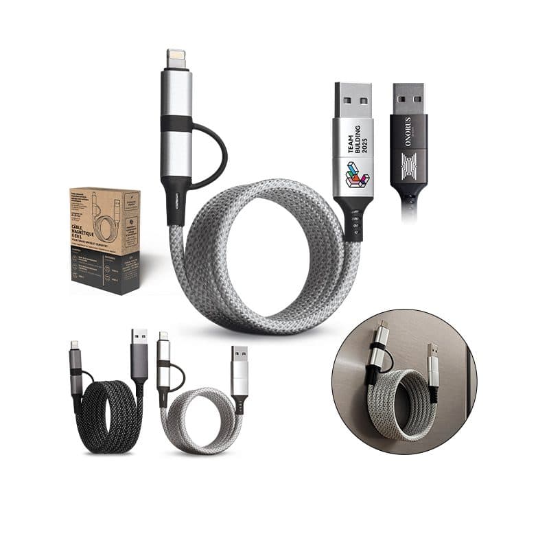 CABLE DE CHARGE 6 EN 1 A ENROULEMENT MAGNETIQUE