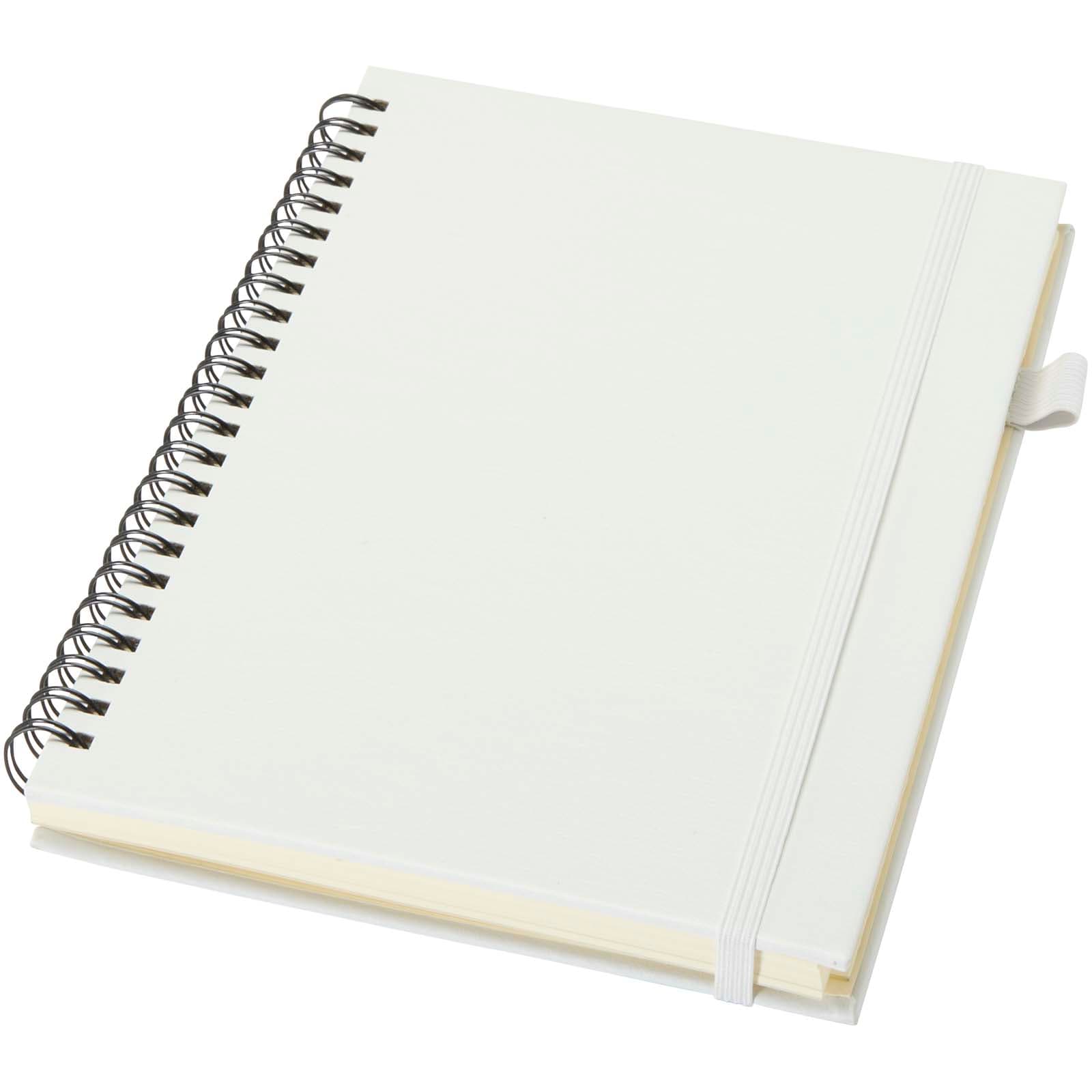 Cahier à spirales Liss A5 à couverture rigide en plastique recyclé coloris Blanc