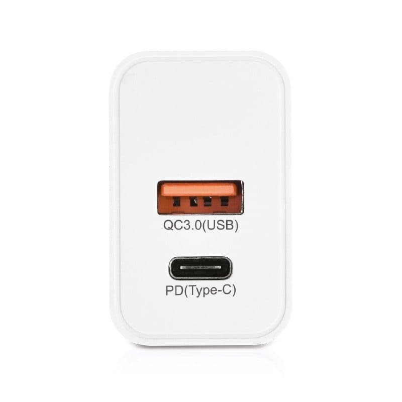 CHARGEUR SECTEUR RAPIDE 20 W SORTIES USB QC3.0 & TYPE-C PD en situation