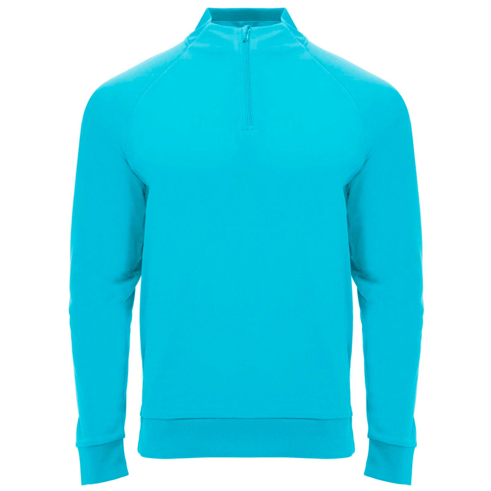 Sweatshirt de 200 g/m² Epiro à manches longues unisexe avec fermeture demi-zip coloris Turquoise fluo