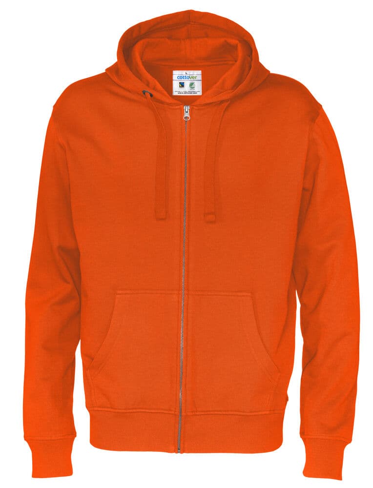 HOODIE FERMETURE COMPLÈTE HOMME - CERTIFIÉ GOTS coloris Orange