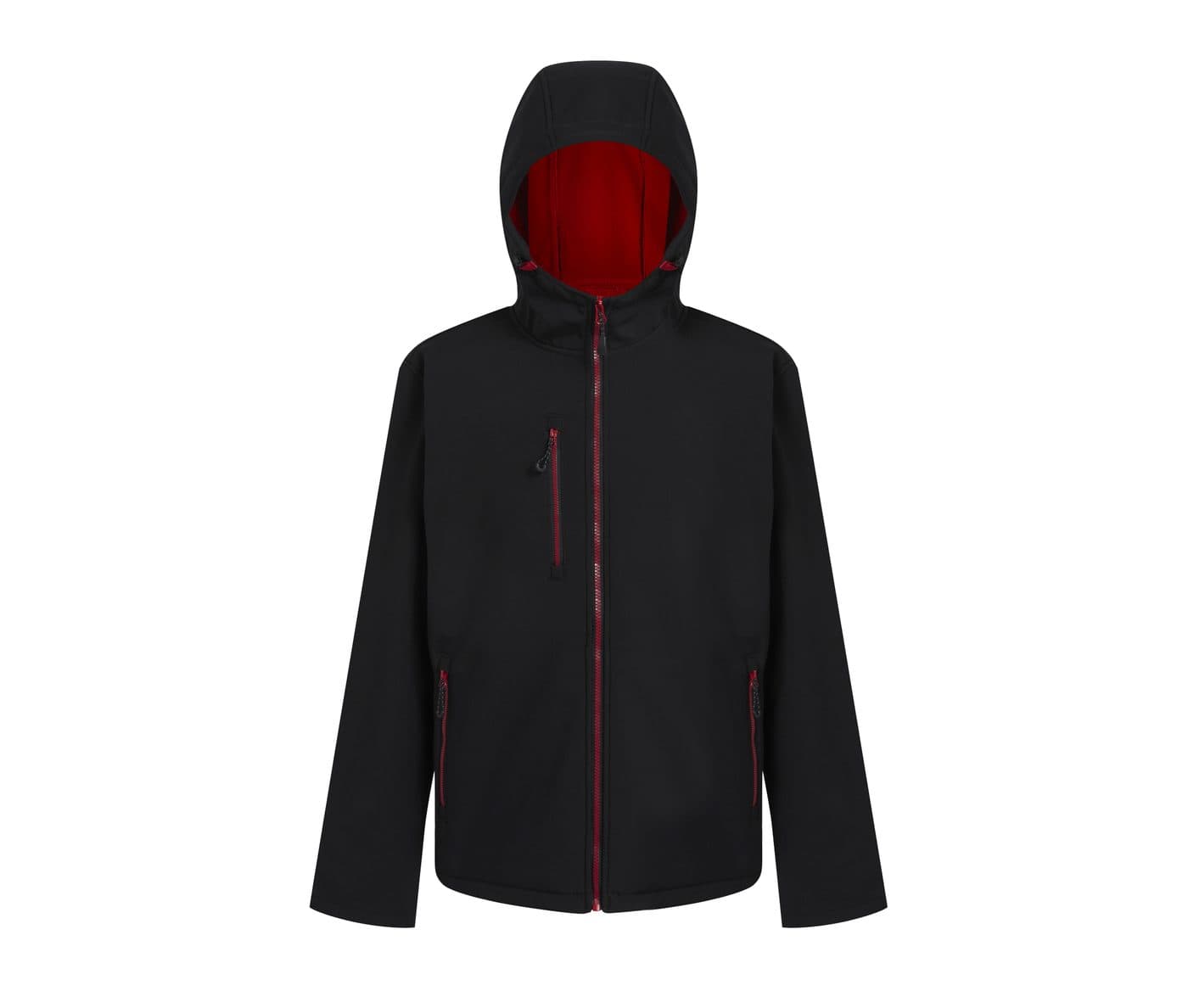 NAVIGATE 2 LAYER HOODED SOFTSHELL JACKET coloris Noir / Rouge classique