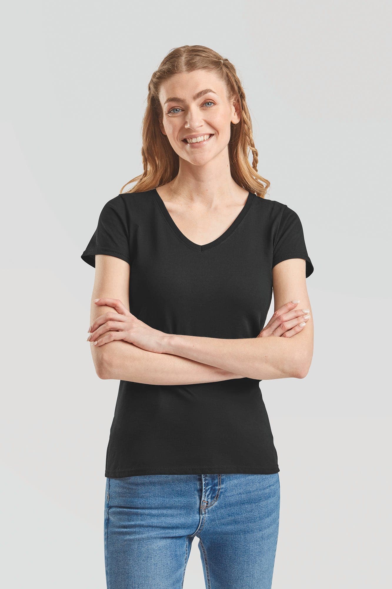T-shirt femme col v Valueweight (61-398-0) en situation