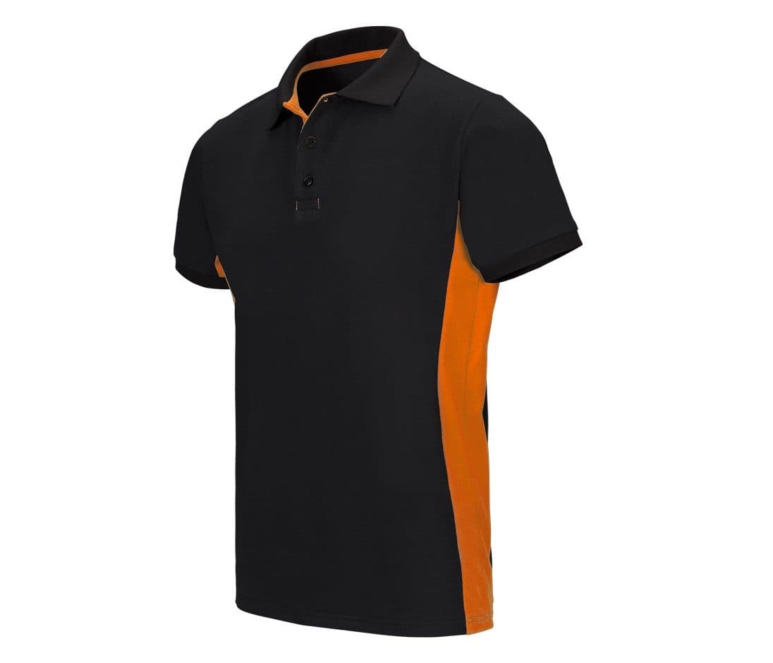 POLO BICOLORE MANCHES COURTES coloris Noir / Orange