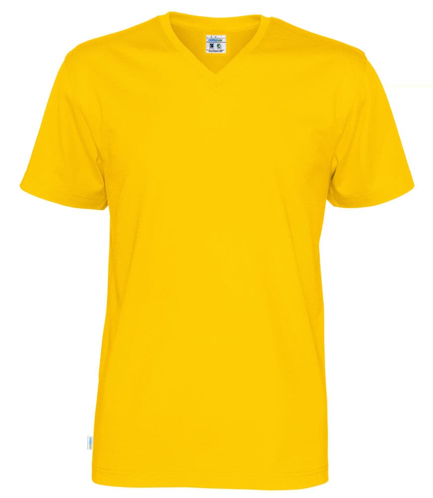 T-SHIRT COL V HOMME - CERTIFIÉ GOTS coloris Jaune