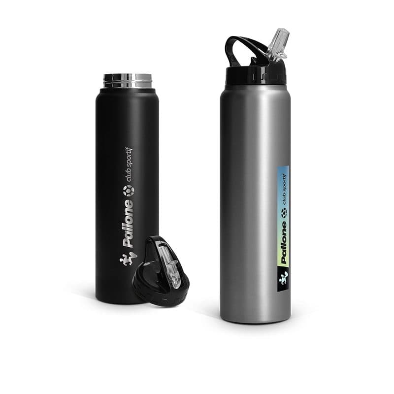 BOUTEILLE GOURDE 1 L INOX AVEC PAILLE en situation