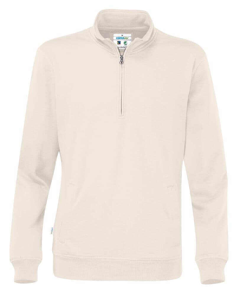 SWEAT DEMI-ZIP UNISEXE - CERTIFIÉ GOTS coloris Écru