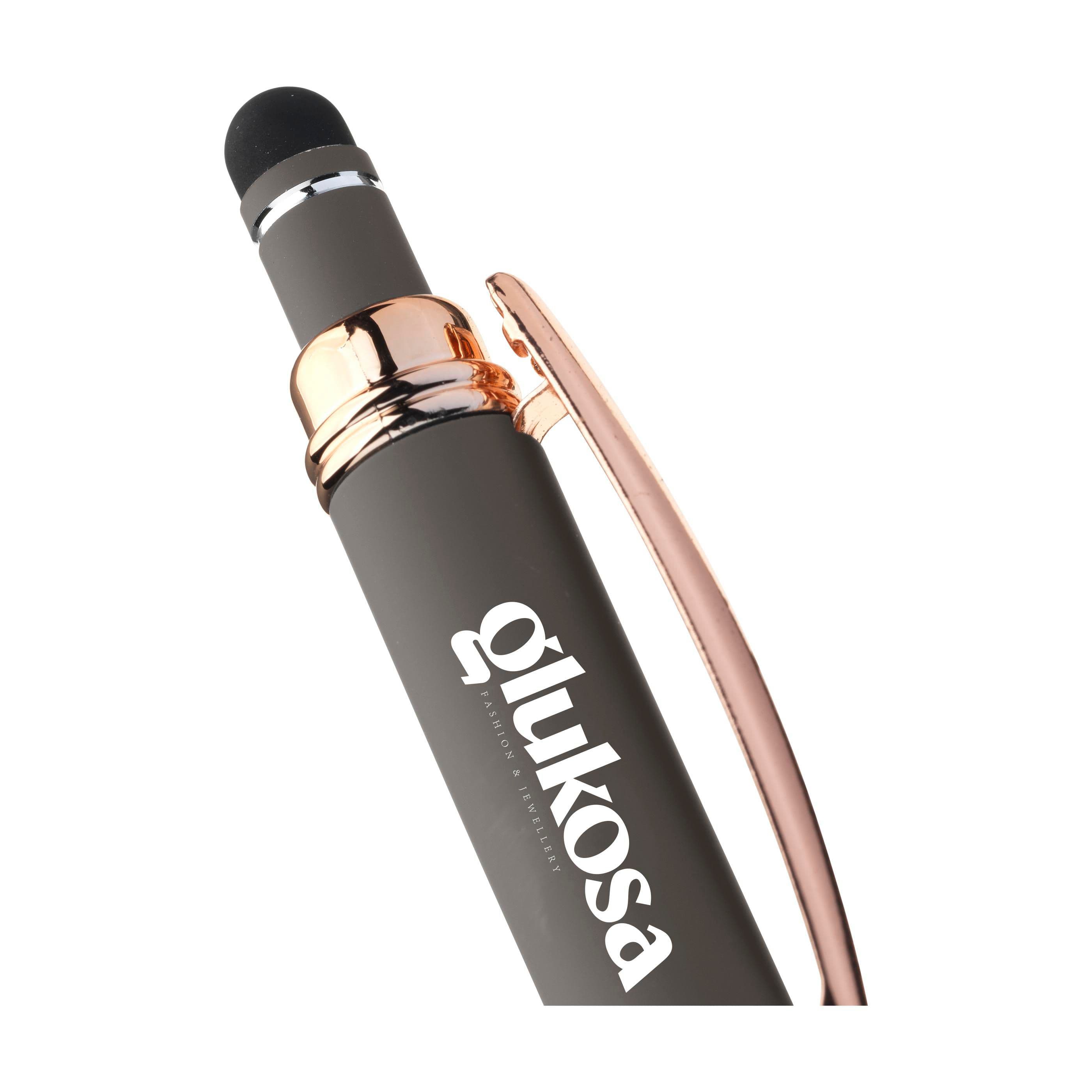 Stylo tactile Luna RCS recyclé alu rose en situation