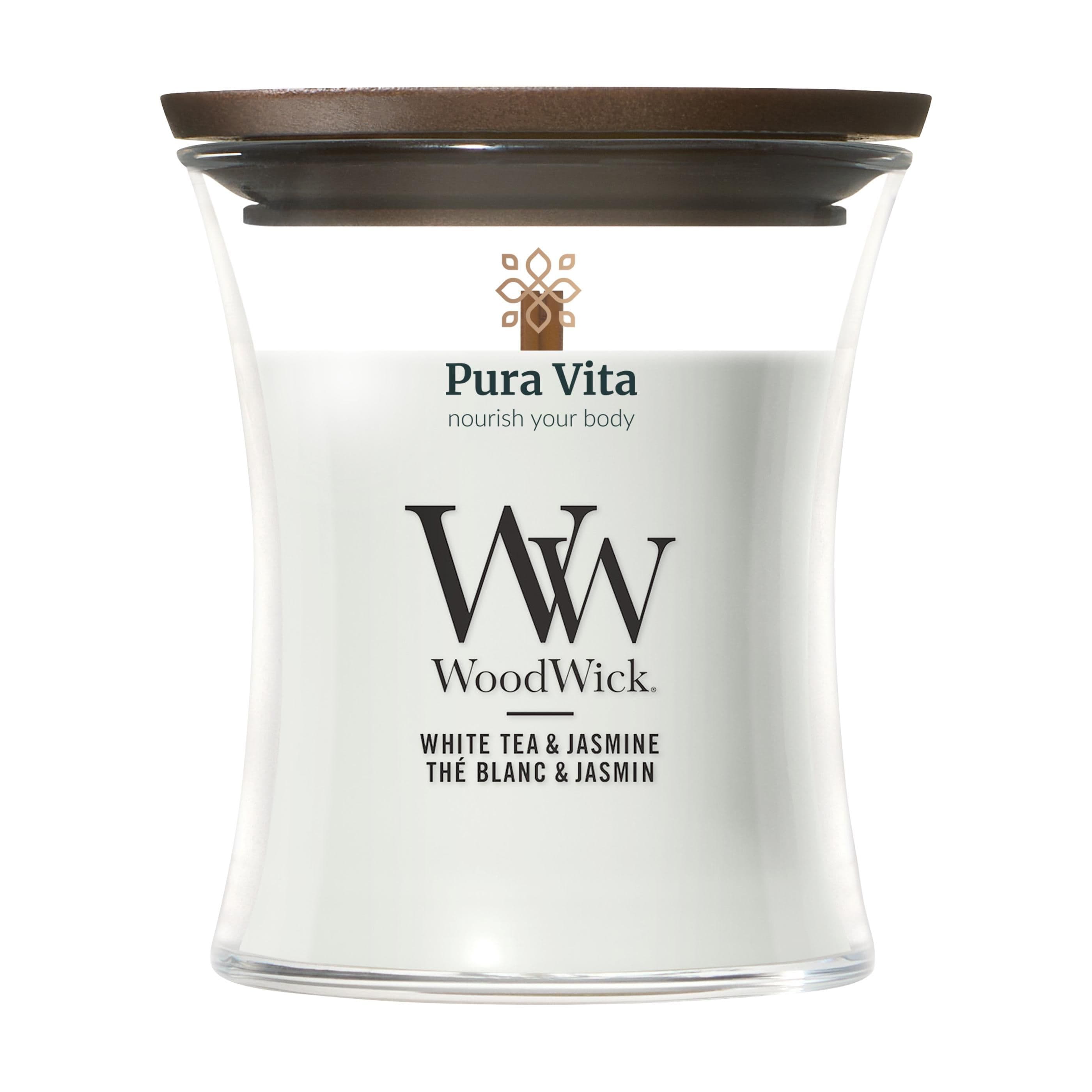 Bougie parfumée WoodWick White Tea & Jasmine mini