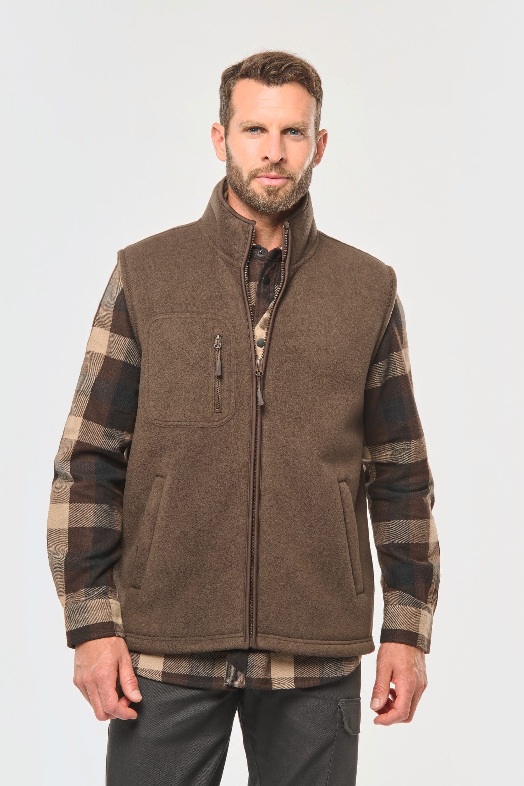 Bodywarmer polaire avec intérieur sherpa unisexe en situation