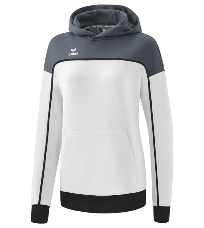 Sweat à capuche CHANGE by erima coloris Blanc / Gris ardoise / Noir