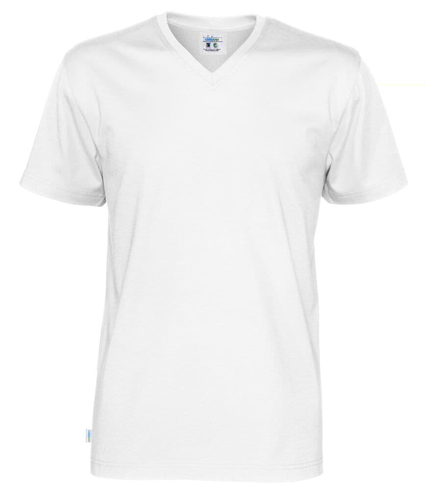 T-SHIRT COL V HOMME - CERTIFIÉ GOTS coloris Blanc