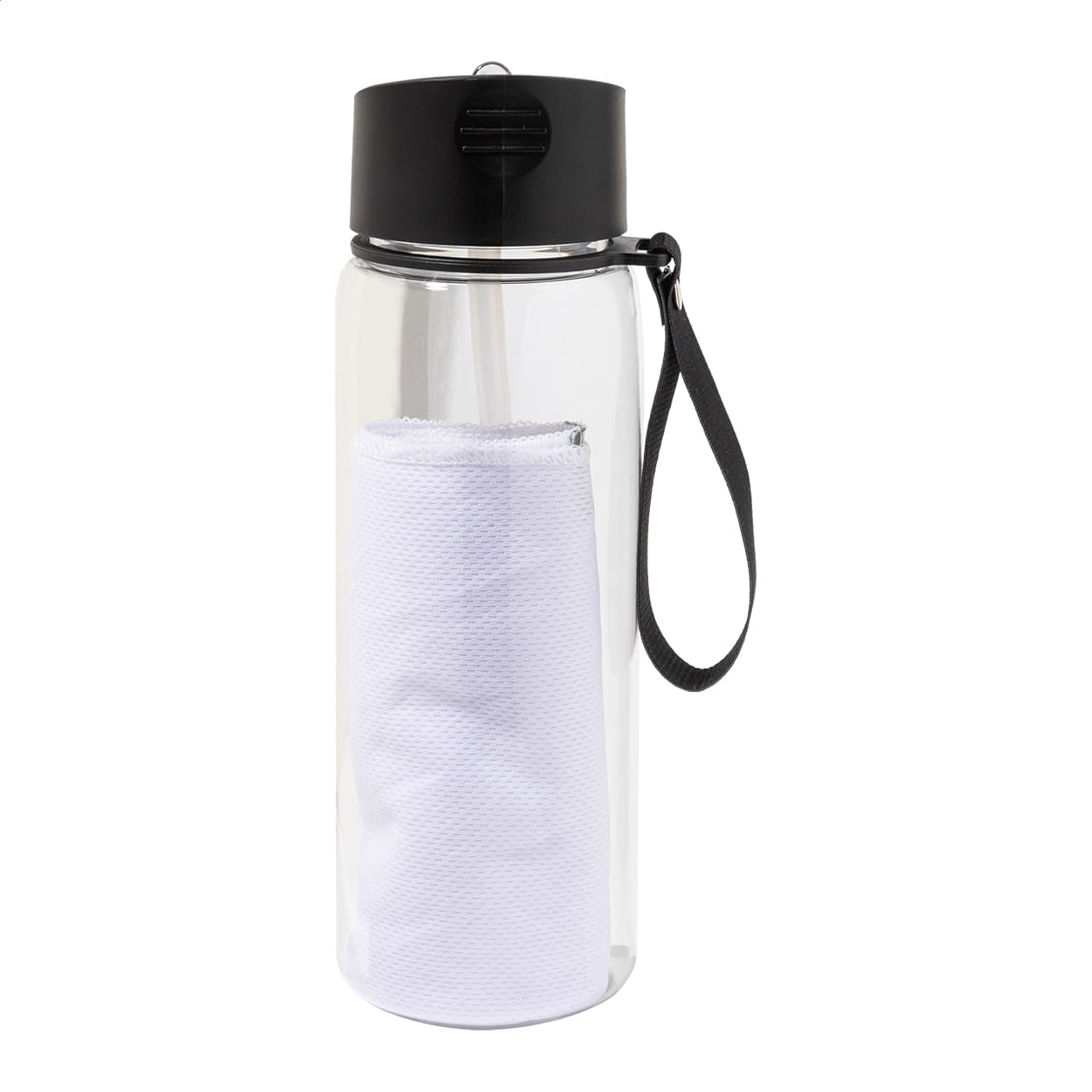 Bouteille de sport en RPET avec serviette