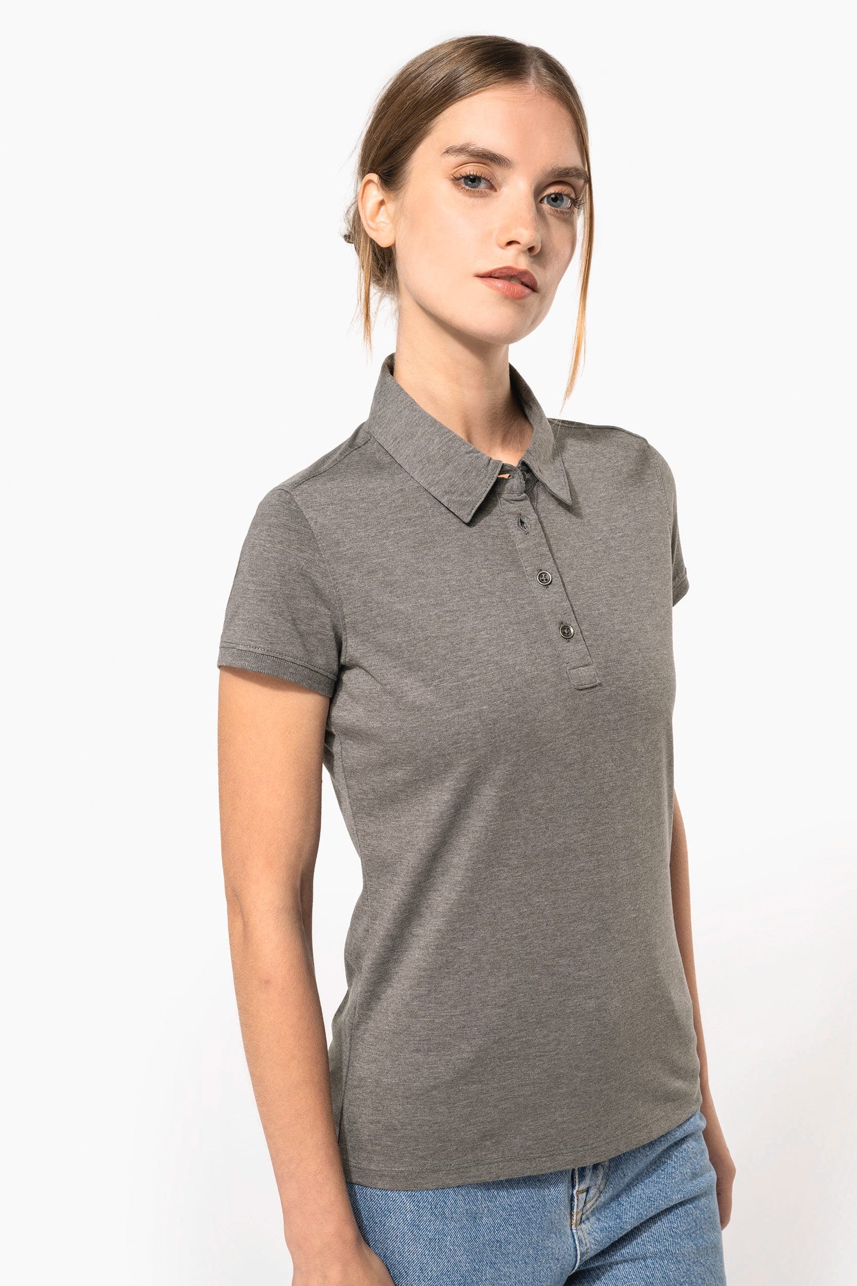 Polo jersey manches courtes femme en situation