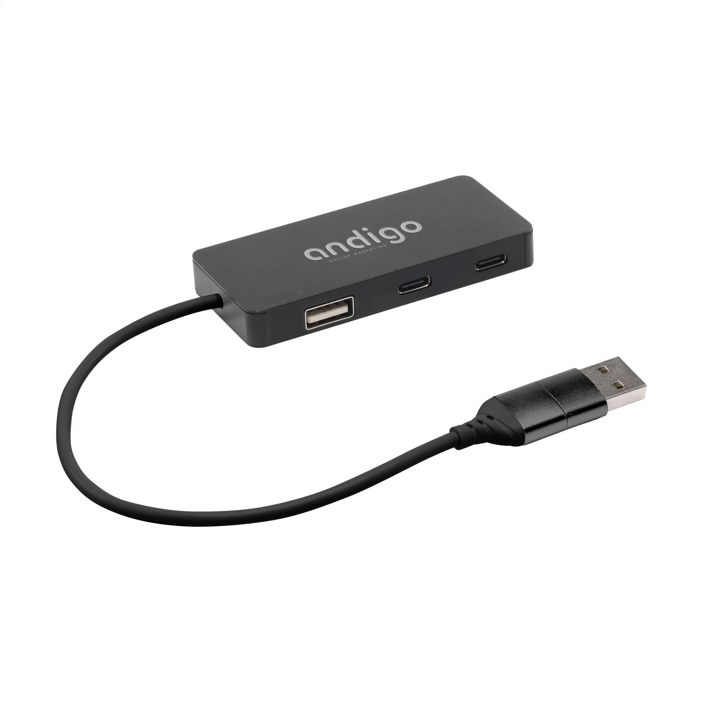 Hub USB Tecco GRS aluminium recyclé