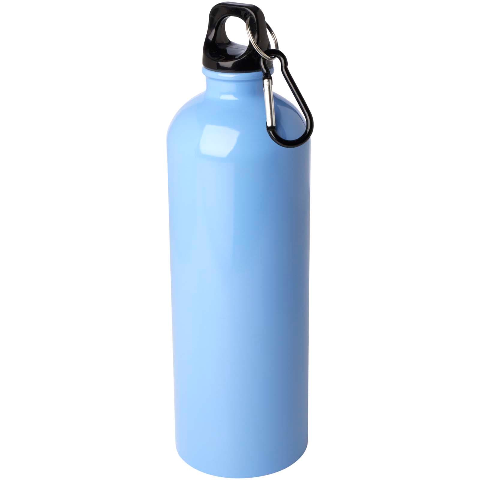 Bouteille d'eau Oregon de 750 ml simple paroi en acier recyclé certifié RCS avec mousqueton coloris Bleu nuage