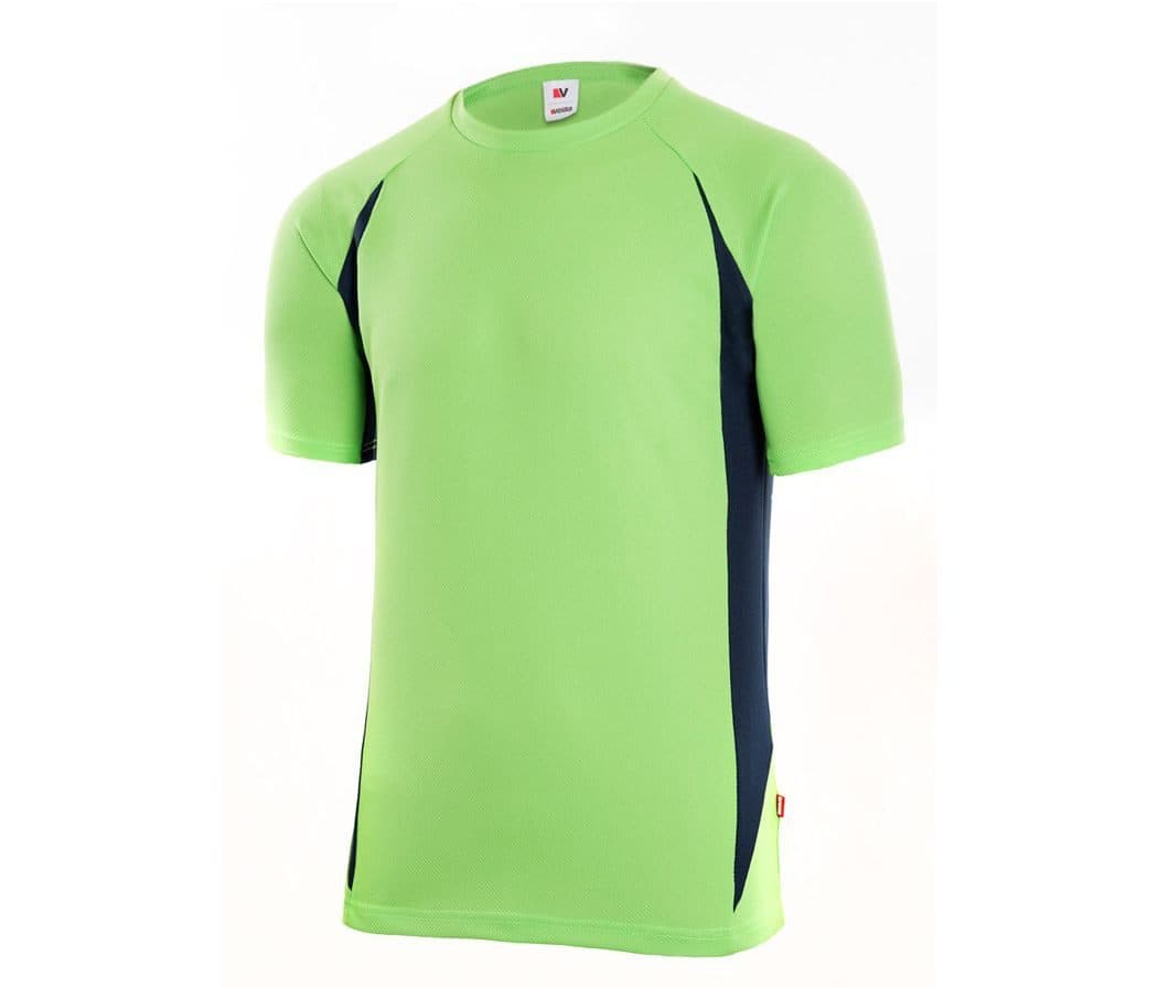 TEE-SHIRT TECHNIQUE BICOLORE coloris Vert citron / Marine