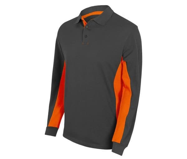 POLO BICOLORE MANCHES LONGUES coloris Gris / Orange