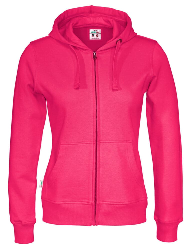 HOODIE FERMETURE COMPLÈTE FEMME - CERTIFIÉ GOTS coloris Cerise