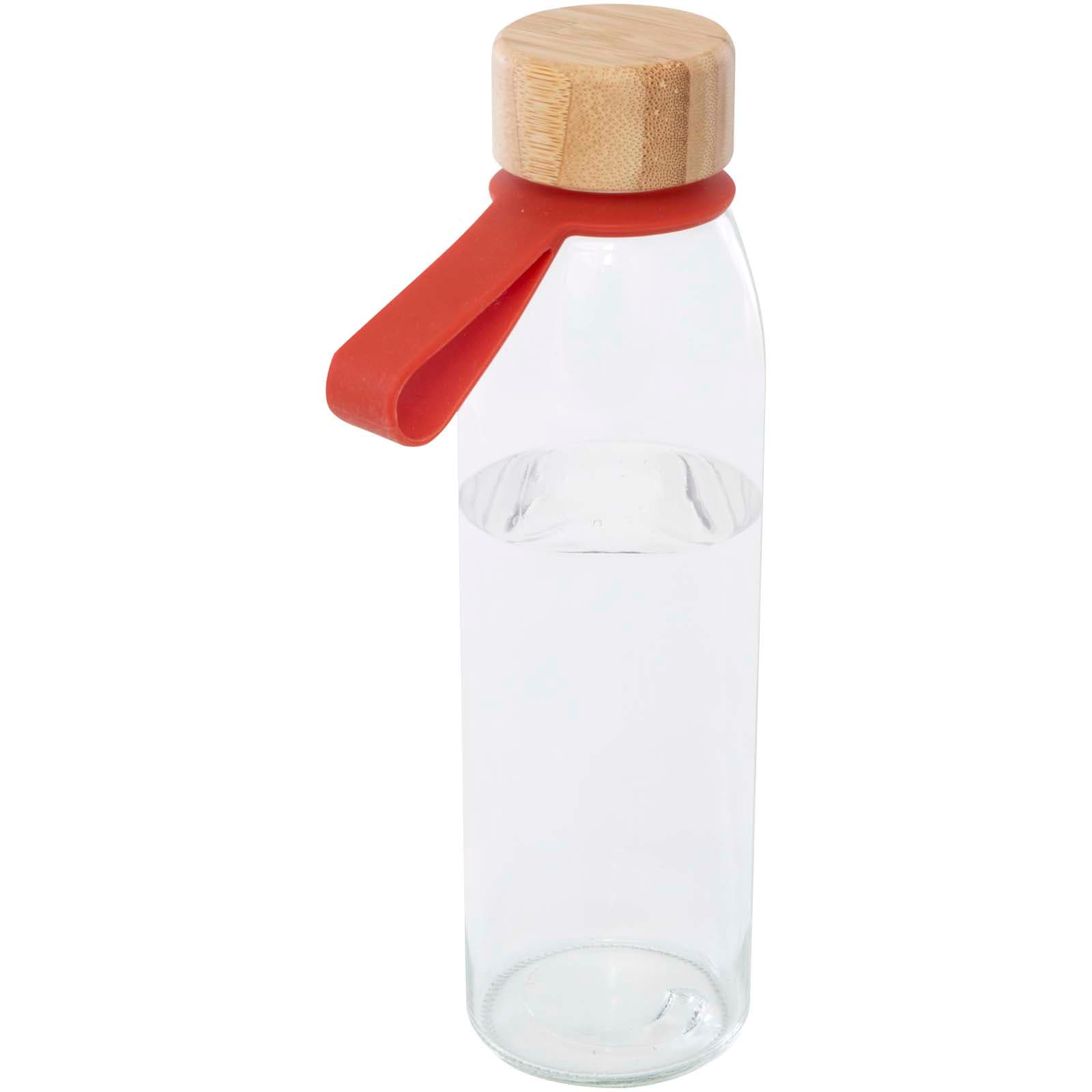 Bouteille d'eau en verre Porto de 500 ml avec poignée en silicone et couvercle en bambou