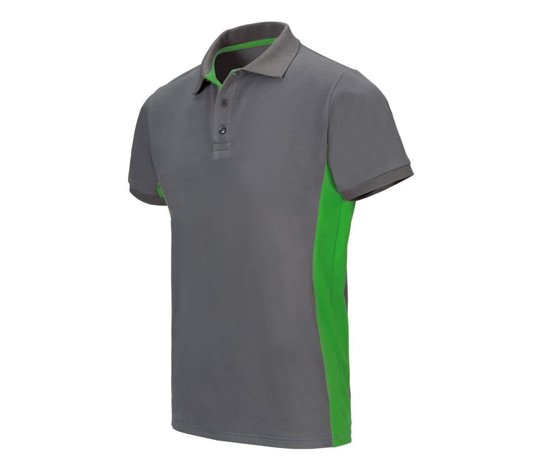POLO BICOLORE MANCHES COURTES coloris Gris / Vert citron