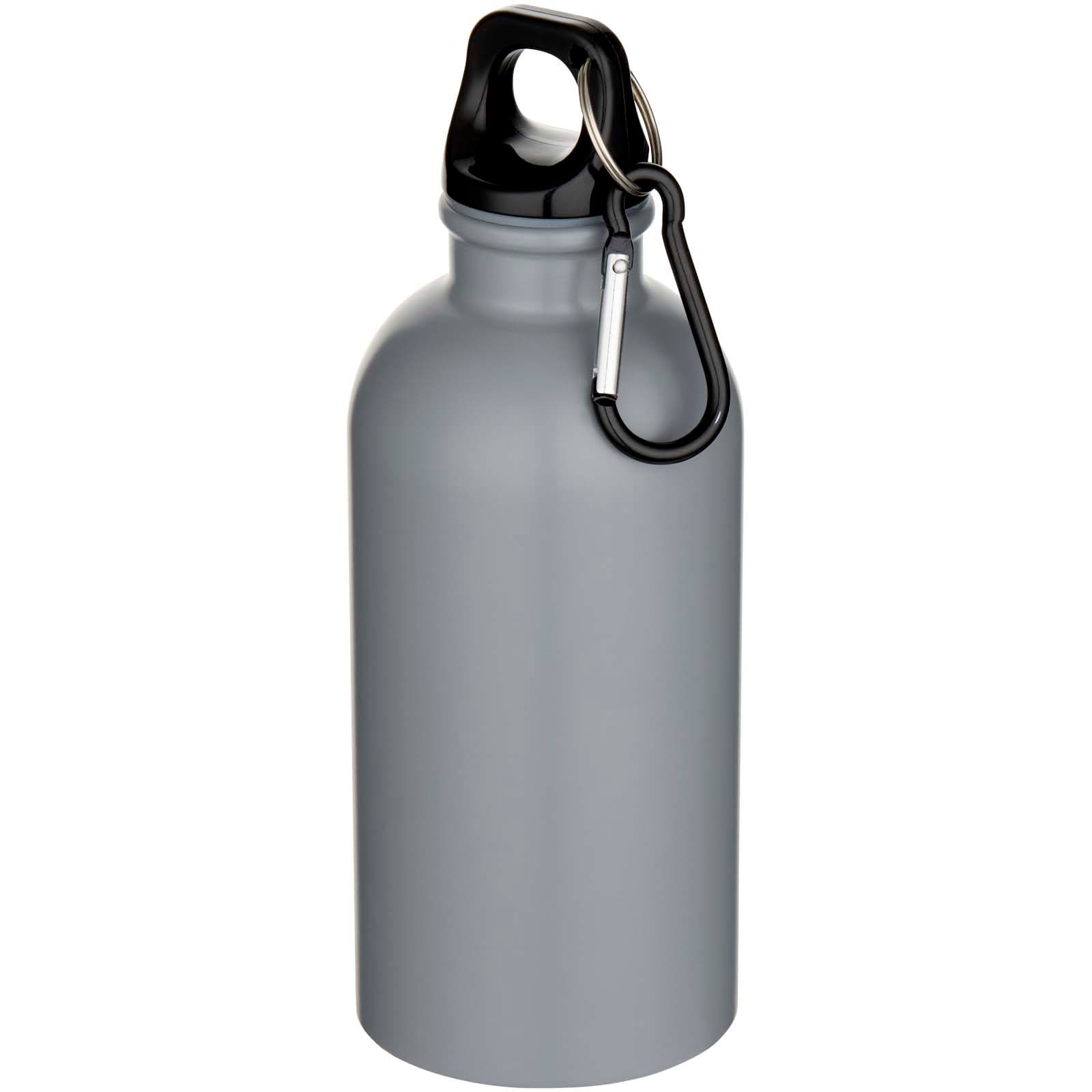 Bouteille d’eau Oregon de 400 ml à simple paroi avec finition MATE, en acier inoxydable recyclé certifié RCS avec mousqueton