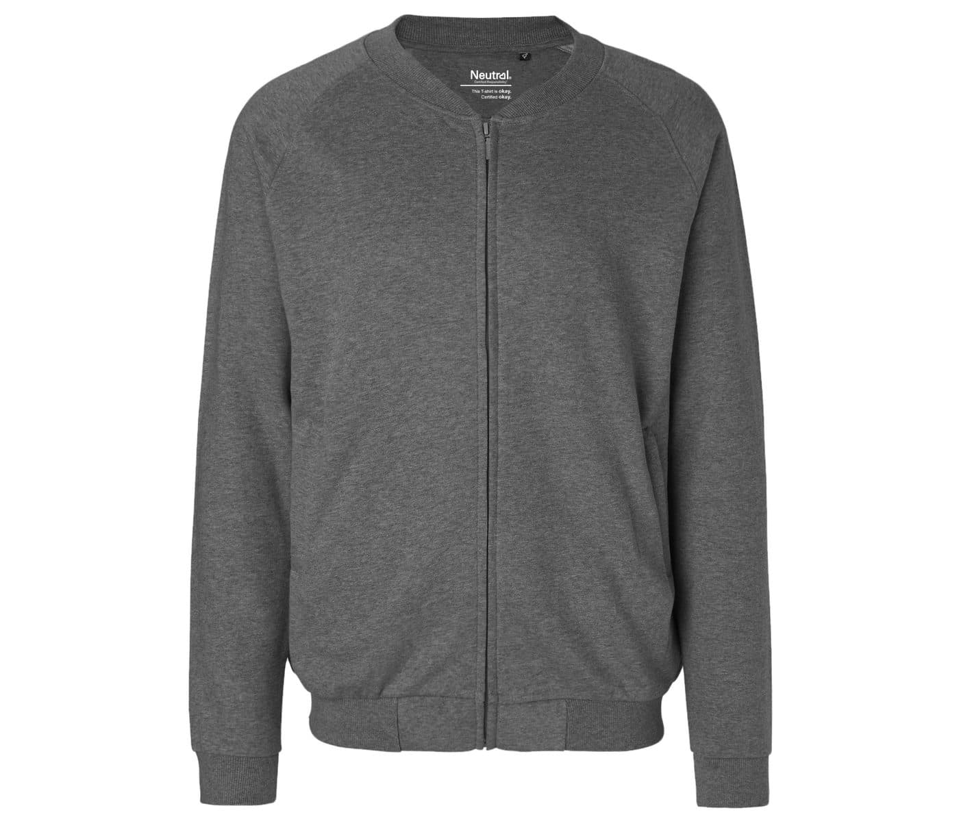 UNISEX JACKET WITH ZIP coloris Gris chiné foncé