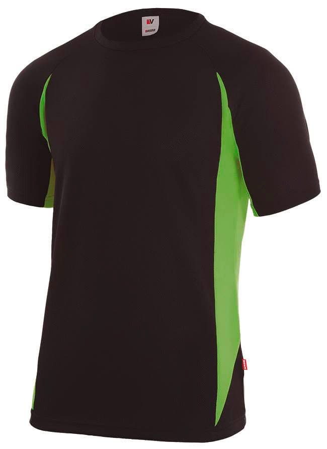 TEE-SHIRT TECHNIQUE BICOLORE coloris Noir / Vert citron