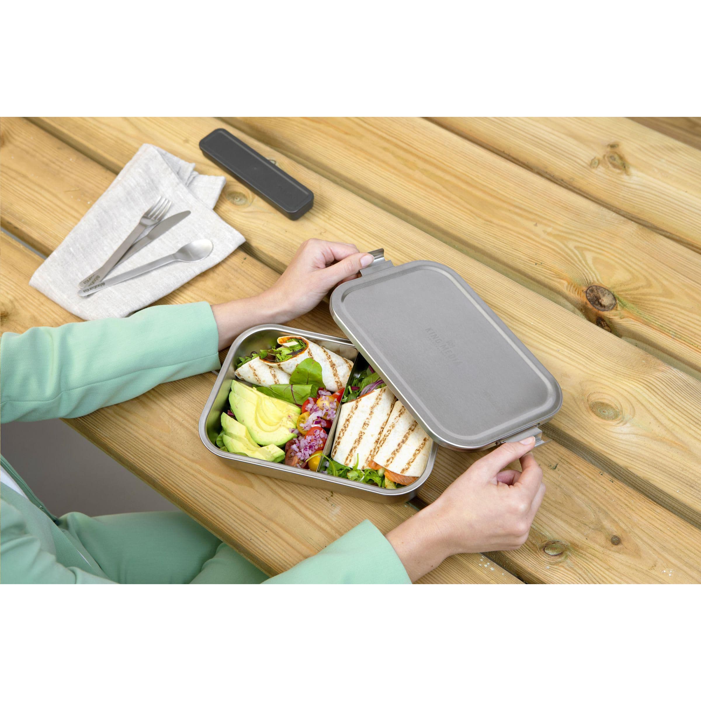 Boîte à lunch repas Brabantia Make & Take grande 2 L acier inoxydable en situation