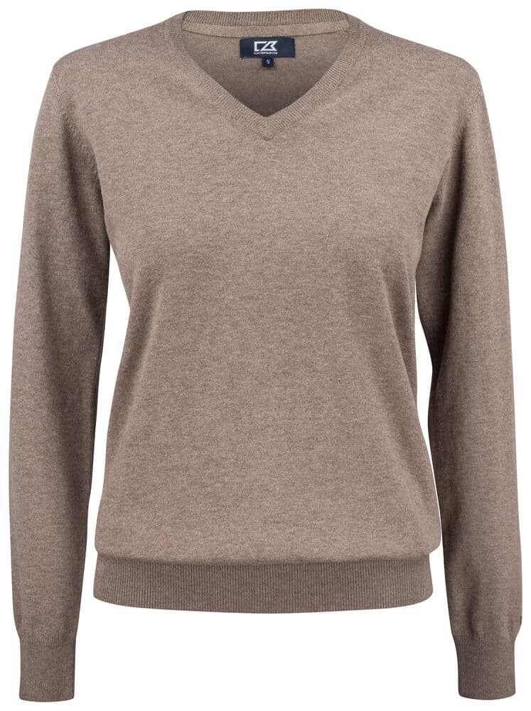 Pull Cutter & Buck Oakville col V femme coloris Nougat chiné