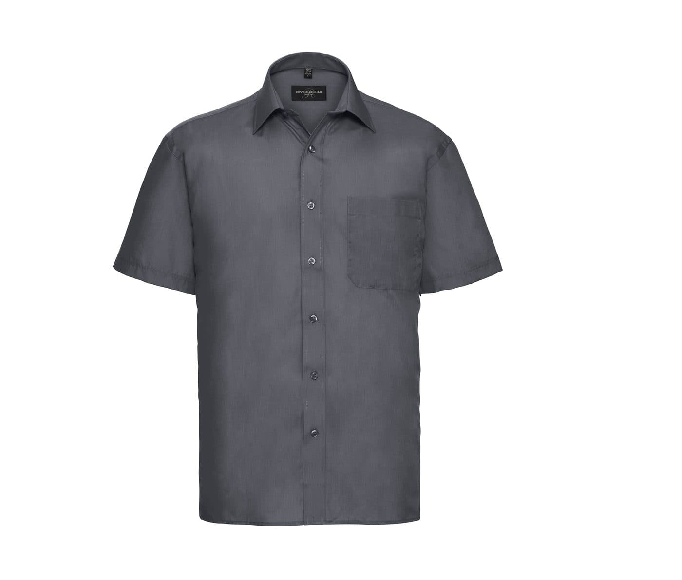 MEN'S SHORT SLEEVE CLASSIC POLYCOTTON POPLIN SHIRT coloris Gris convoi