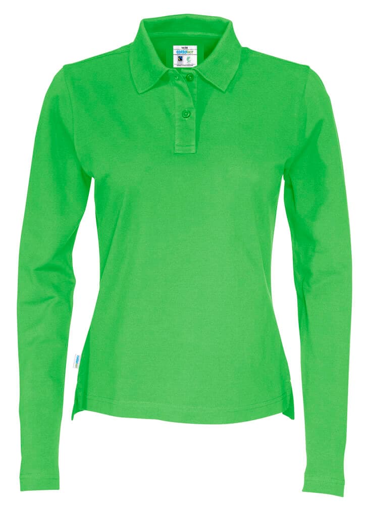 POLO PIQUE MANCHES LONGUES FEMME - CERTIFIÉ GOTS coloris Vert