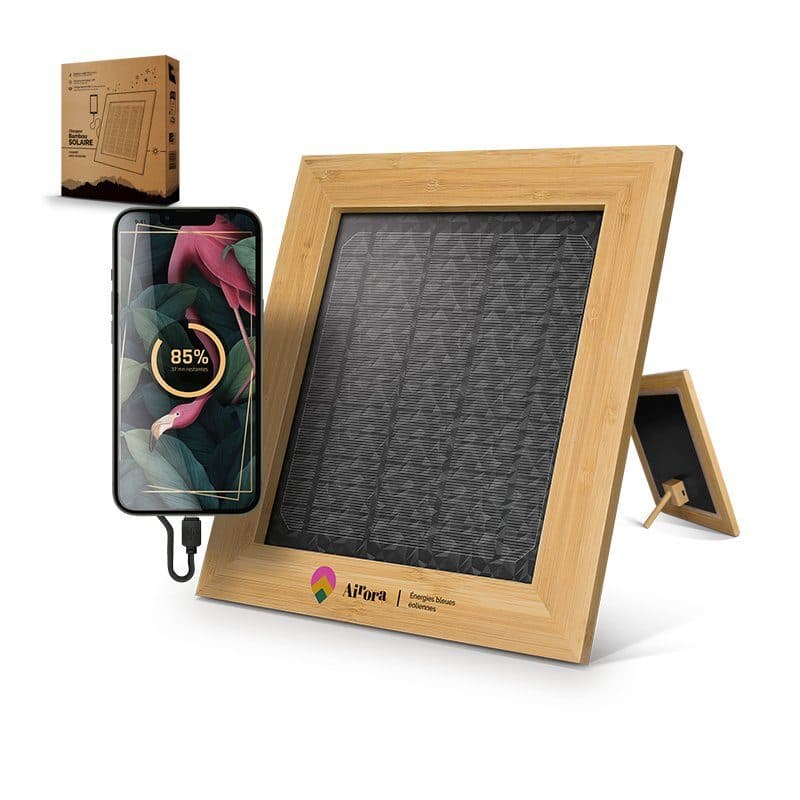 CADRE SOLAIRE EN BAMBOU AVEC CHARGEUR