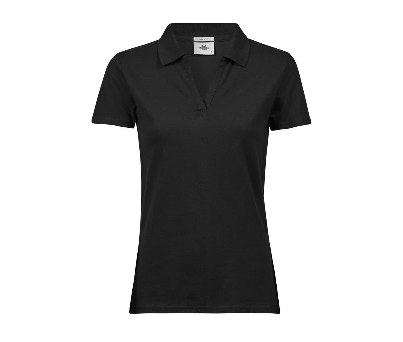 WOMENS LUXURY STRETCH V-NECK POLO coloris Noir