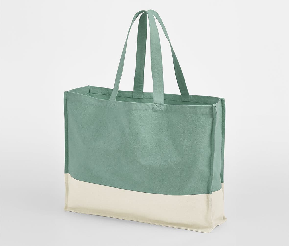 EARTHAWARE® ORGANIC CONTRAST SHOPPER coloris Vert sauge / Naturel