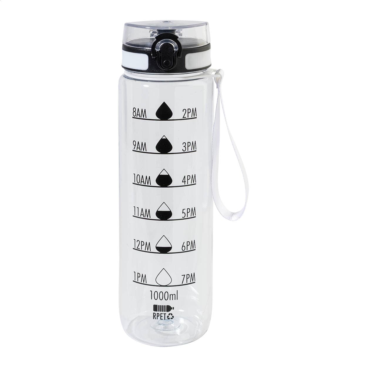 Bouteille avec graduation en RPET coloris Transparent