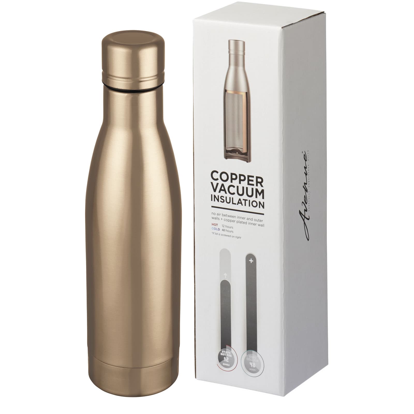 Bouteille isotherme Vasa sous vide avec couche de cuivre de 500 ml coloris Or rose