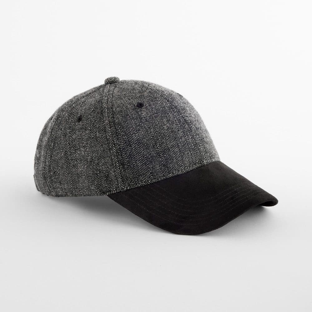 SUEDE PEAK HERRINGBONE CAP