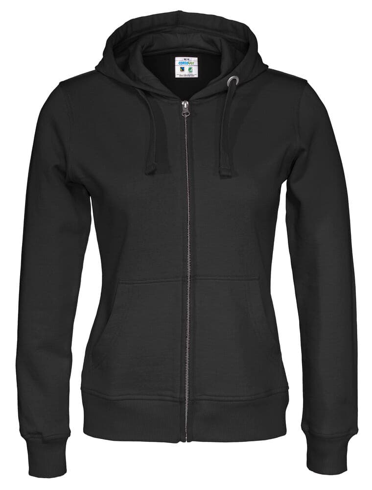 HOODIE FERMETURE COMPLÈTE FEMME - CERTIFIÉ GOTS coloris Noir