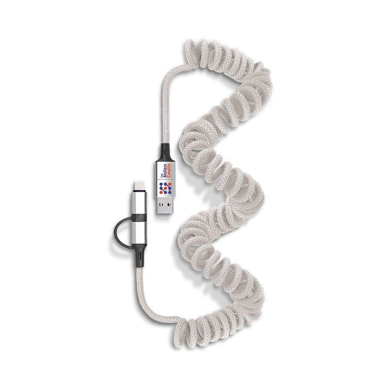 CABLE DE CHARGE RAPIDE ET TRANSFERT RETRACTABLE A RESSORT 6 EN 1 en situation