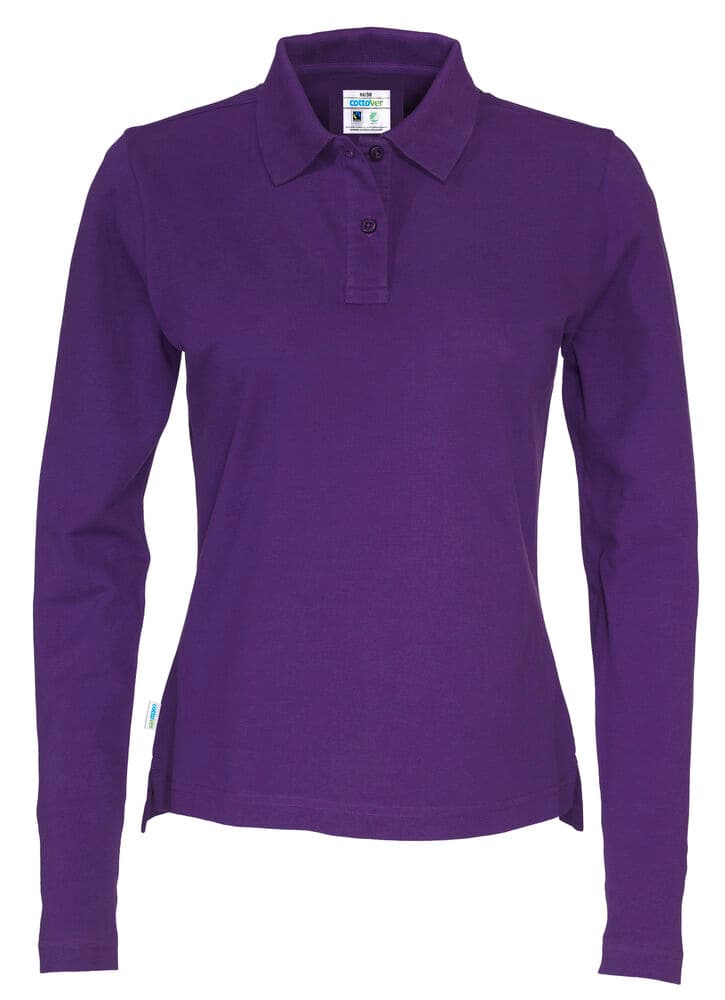 POLO PIQUE MANCHES LONGUES FEMME - CERTIFIÉ GOTS coloris Violet