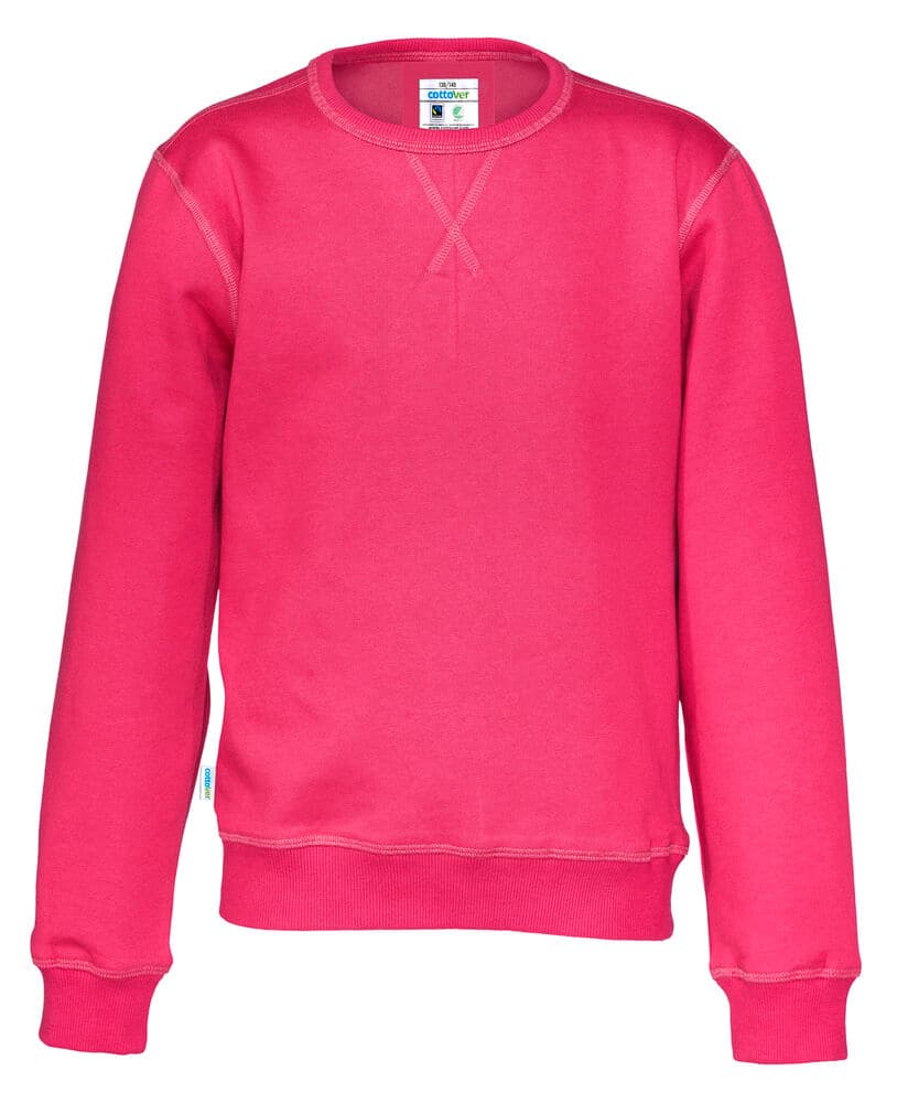 SWEAT COL ROND ENFANT - CERTIFIÉ GOTS coloris Cerise