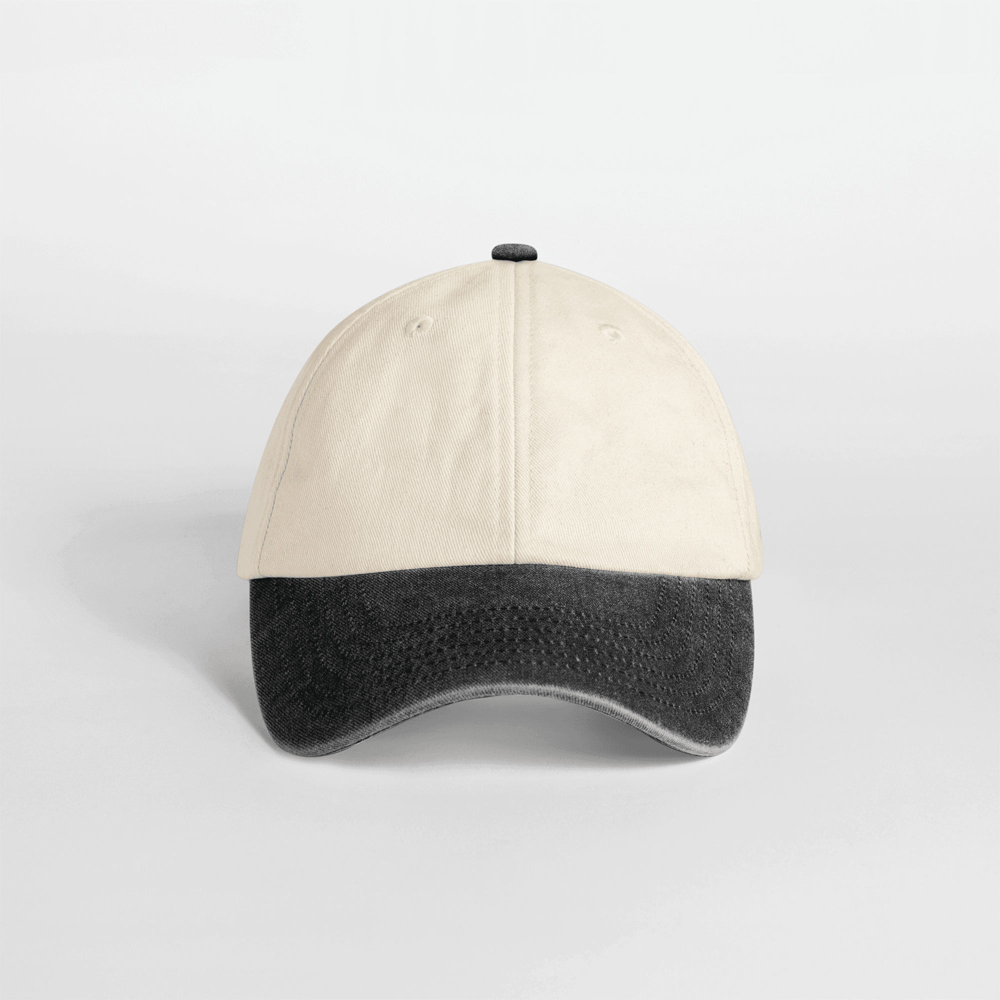 Casquette vintage compacte visière contrastée coloris Naturel / Noir vintage